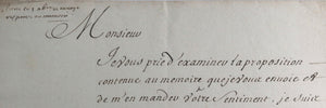 1697 Versailles lettre M. de Pontchartrain proposition dans un mémoire