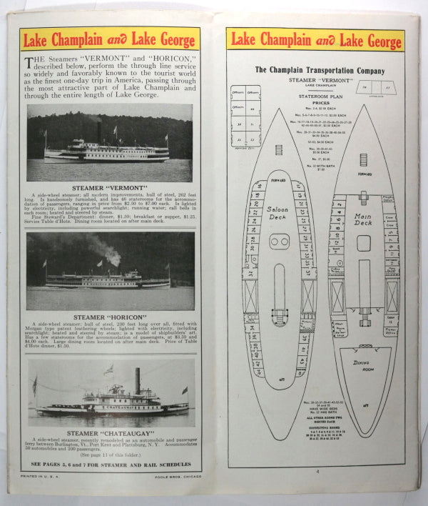 1926 tourist pamphlet Lake George (NY) Steamboat Company