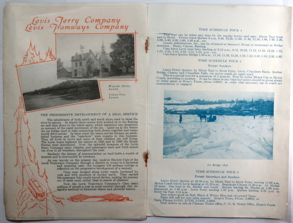 Late 1920s Quebec tourist brochure Levis Ferry and Tramways company Late 1920s Quebec tourist brochure Levis Ferry and Tramways company