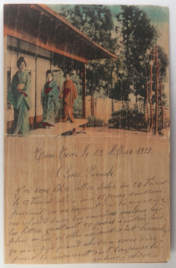 Chine 1910s trois lettres avec de superbes illustrations Japonaises