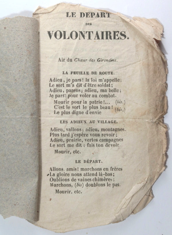 France  chansons patriotiques révolution ‘Trois Glorieuses’ de 1830