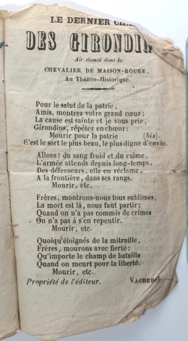 France  chansons patriotiques révolution ‘Trois Glorieuses’ de 1830