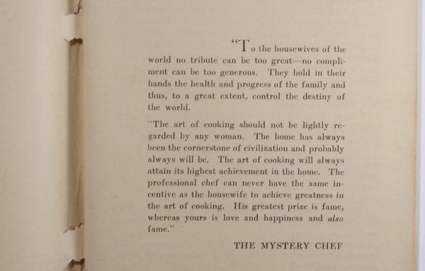 1932 USA recipe book "Excellent Recipes DAVIS Mystery Chef’