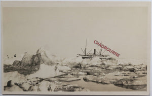1918 US two photo postcards S.S. Victoria in ice off Alaska