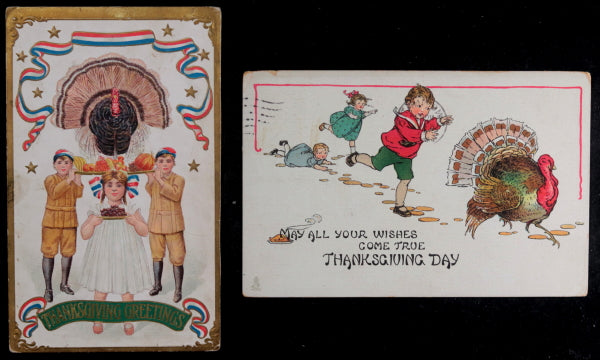 Set of 7 Thanksgiving postcards c.1910s sent to Marine City N.J.