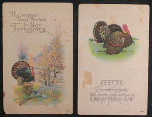 USA set of 6 Thanksgiving postcards early 1900s