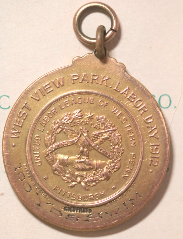 1912 gold medal Pittsburgh Labor Day 100 yd swim (Dieges & Clust)