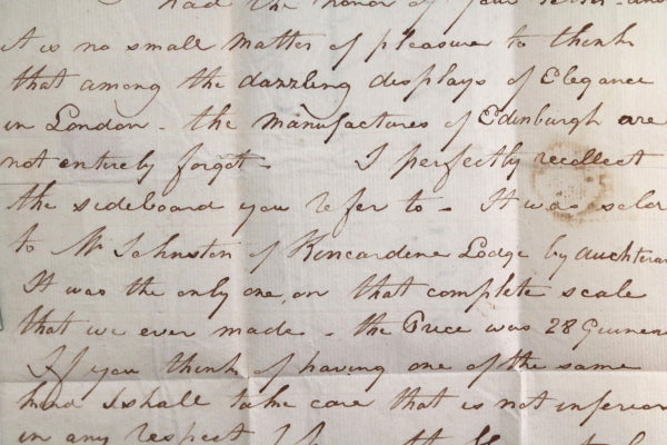 1803 letter from Scotland's greatest cabinet-maker William Trotter