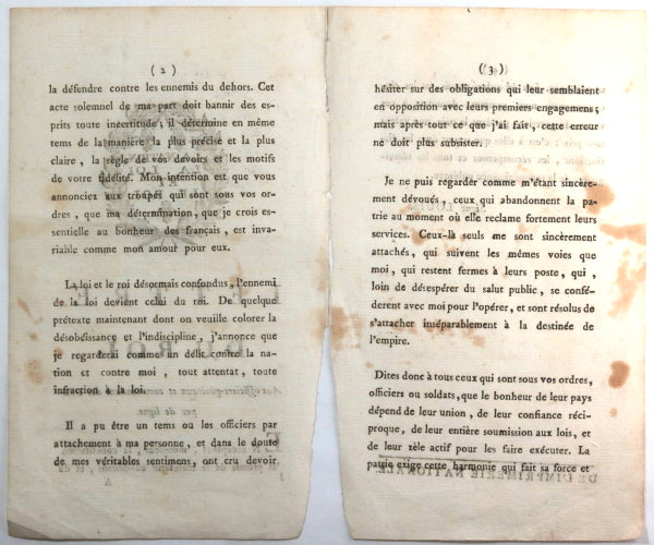 1791 France Révolution lettre du roi Louis XVI aux officiers-généraux