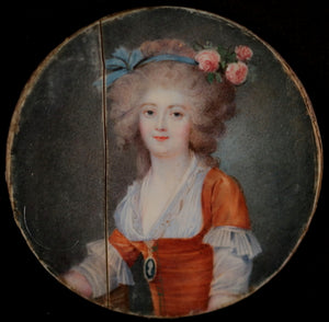 18th century France miniature portrait of noble lady