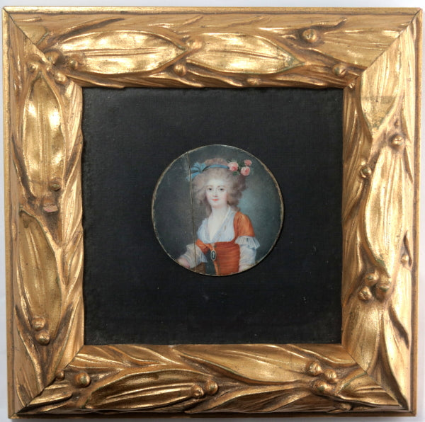 18th century France miniature portrait of noble lady