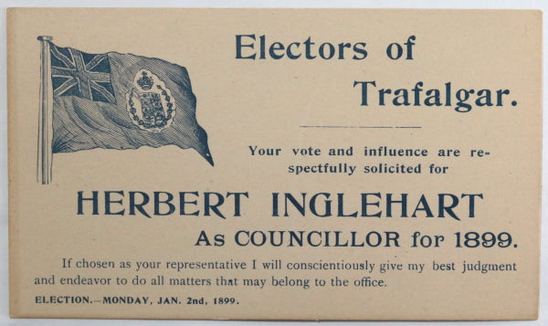 Election Card Trafalgar Township (Halton County Ontario) 1899