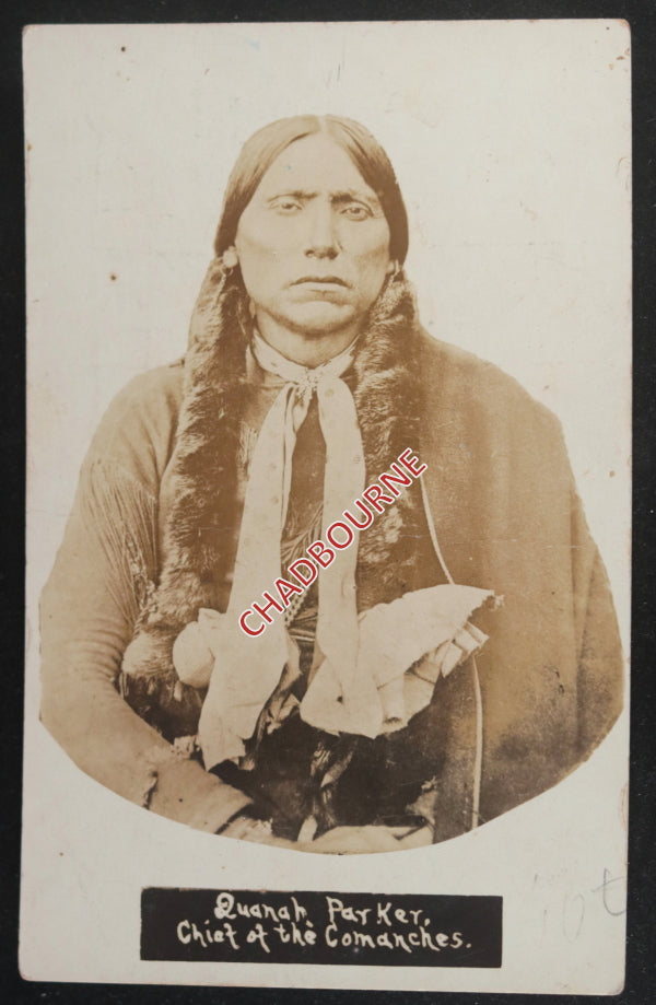 USA Oklahoma photo postcard Quanah Parker Comanche Chief c.1910 Quanah Parker Chief of the Comanches