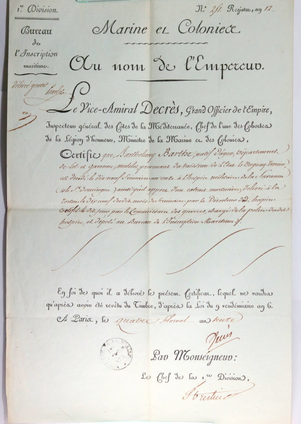1802 mort d’un matelot du vaisseau Duguay-Trouin à St Domingue