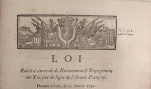 1792 Paris Louis XVI révolution 3 lois concernanat l"Armée et Marine