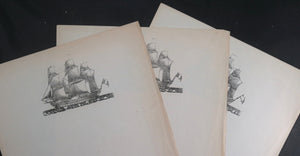 France lot of letter paper with warship header early 19th century