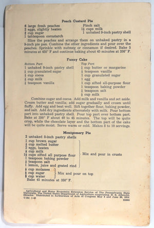 USA Pennsylvania Dutch Cookery recipe pamphlet c. 1950