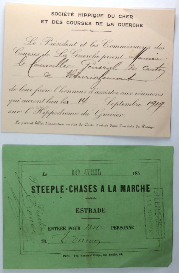 France collection 10 cartes d'entrée hippisme 1850-1948 France collection 10 cartes d'entrée hippisme 1850-1948