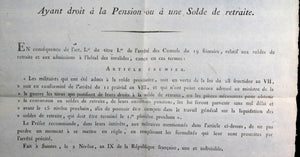 1800 France Charente-Inférieure Affiches 'Avis aux Militaire Retirés'