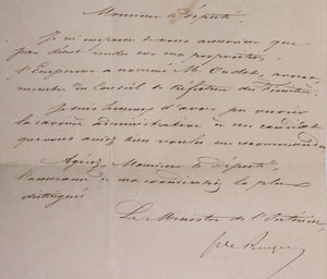 1863 France deux lettres du Ministre de l’Intérieur Duc de Persigny