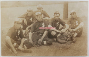 USA photo postcard of St. Ignace MI men’s baseball team c. 1910s