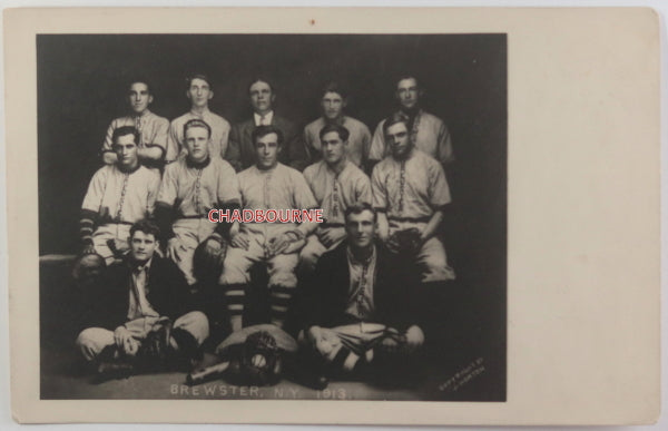 1913 USA photo postcard of Brewster NY men’s baseball tam