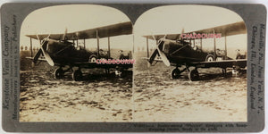 WW1 stereoscopic photo Allied 2-seater biplane capable bombing