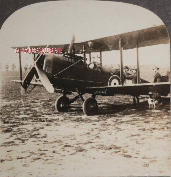 WW1 stereoscopic photo Allied 2-seater biplane capable bombing