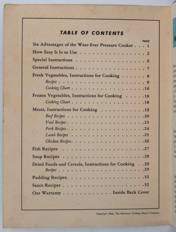 1946 USA Cooking Made Easy,  Wear-Ever Pressure Cooker