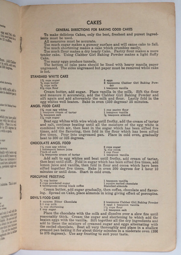 1931 USA Clabber Girl baking powder recipes 1931 USA Clabber Girl baking powder recipes