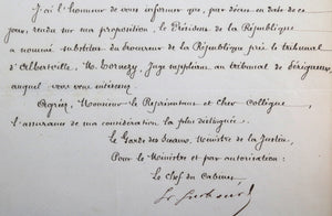 1873 Versailles lettre Ministère de la Justice - Chef du Cabinet