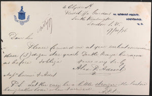 1876 UK London letter to Bordeaux merchant, Curacao order