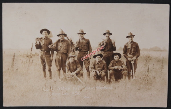 WW1 USA photo postcard Camp Lee VA 319th Infantry regiment c. 1917