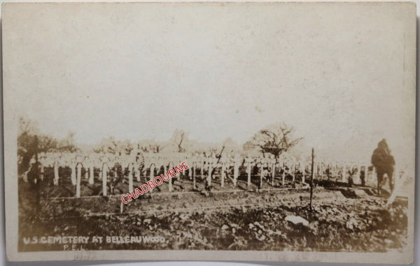 WW1 photo postcard American military graveyard Belleau Wood France