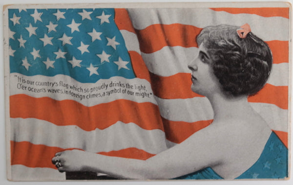 1908 USA patriotic postcard with Stars and Stripes