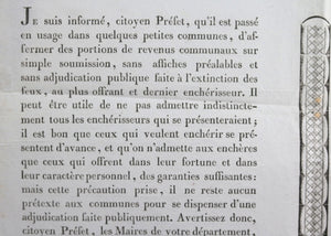 1802 France affiche recettes et dépenses communes dépt. Charente