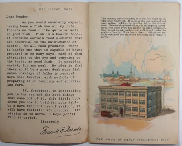c.1930 USA Sea Food recipe book Frank Davis Gloucester MA