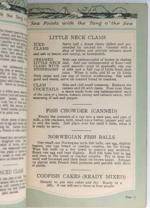 c.1930 USA Sea Food recipe book Frank Davis Gloucester MA