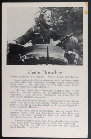 WW2 German postcard Panzer tank commander Leutnant Fritz Fechner