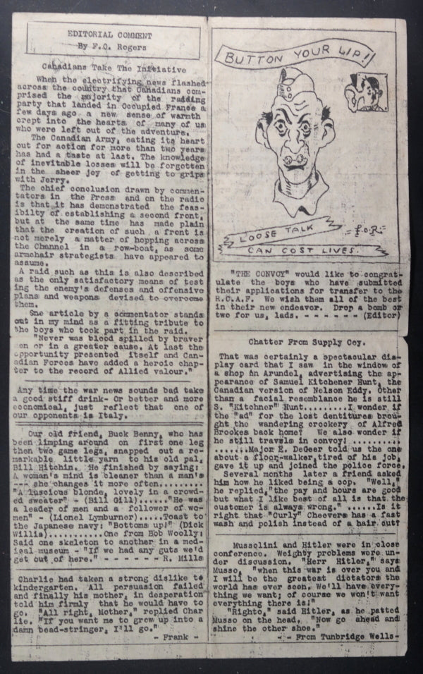 1942 WW2 ‘The Convoy’ newsletter for Canadian Troops (Dieppe!)