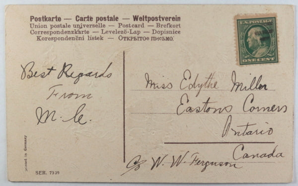 C. 1907 Valentine postcard with angels