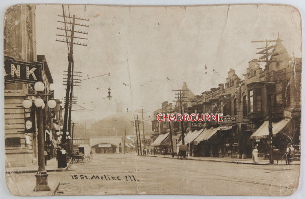 c.1910s USA photo postcard 15th street Moiine Illinois