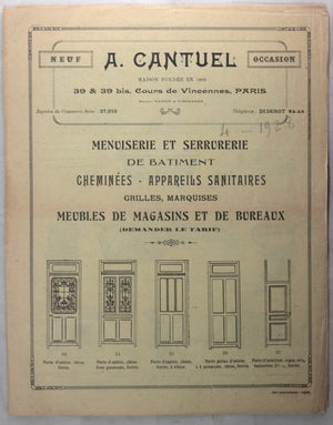 c. 1928 Paris catalogue A. Cantuel menuiserie, serrurerie