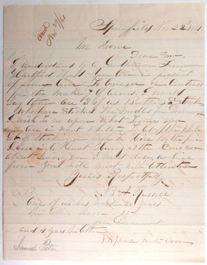 1861 USA Civil War letter Springfield Mass. to Providence Tool RI
