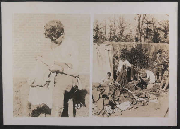 WW1 France 1917-1918 A.E.F. large photo American soldiers delousing