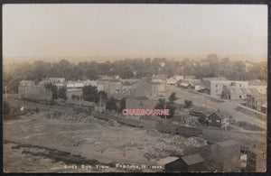 c. 1910 USA set of 2 photo postcards Roanoke IL, coal train, station