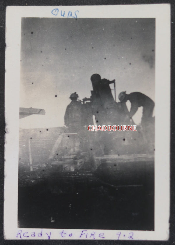 WW1 1918 Verdun France A.E.F. two photos 65th artillery gun in action