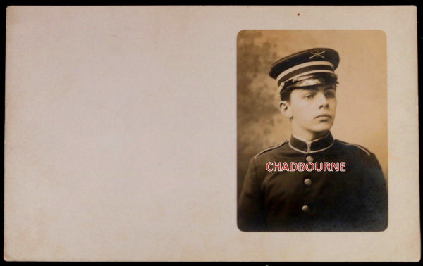 1910 USA postcard photo military cadet (Indiana?)