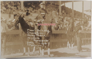 1916 USA photo postcard Missoula MT stampede Mabel de Long