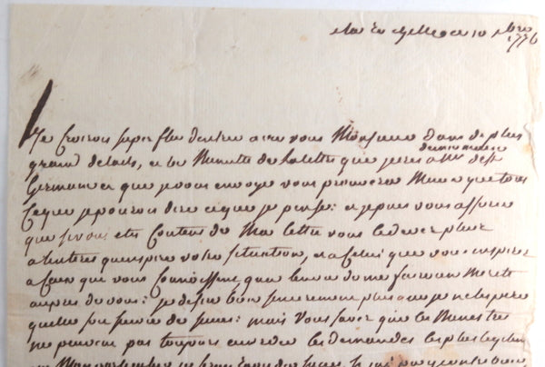 1776 La Rochelle 2 lettres intendant Meulan d’Ablois à M. d’Aussy